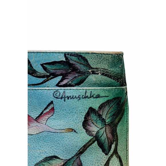 Anuschka Hand Painted Leather Crossbody Shoulder Bag Safari Elephant Zebra Lion